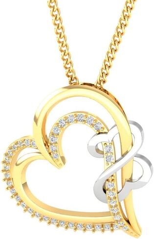 1/5 TCW Round Cut Natural Diamond Pendant And Necklace With 18" Chain For Women, Heart Style Related Valentine Present For Girls In Real 925 Sterling Silver in Saudi Arabia