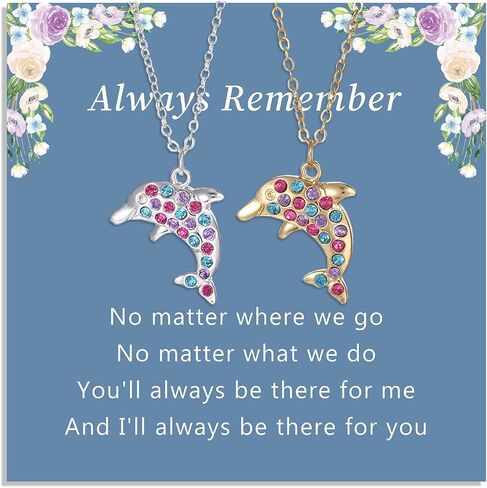 Friendship Dolphin/Axolotl Necklaces for 2 BFF Cubic Zirconia Kawaii Animal Necklace Friendship Axolotl Birthday Gifts for Sister Best Friend Graduation Gift in Saudi Arabia