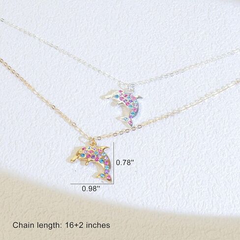 Friendship Dolphin/Axolotl Necklaces for 2 BFF Cubic Zirconia Kawaii Animal Necklace Friendship Axolotl Birthday Gifts for Sister Best Friend Graduation Gift in Saudi Arabia