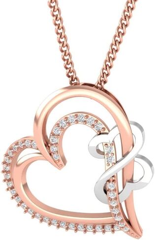1/5 TCW Round Cut Natural Diamond Pendant And Necklace With 18" Chain For Women, Heart Style Related Valentine Present For Girls In Real 925 Sterling Silver in Saudi Arabia