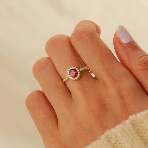 Ruby Rings for Women 925 Sterling Silver 14K Gold Plated July Birthstone Red Gemstone Ring Promise Rings for Her Dainty Cubic Zirconia Eternity Engagement Wedding Band Ring Jewelry Graduation Gifts in Kuwait