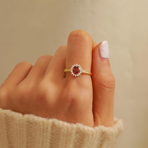 Ruby Rings for Women 925 Sterling Silver 14K Gold Plated July Birthstone Red Gemstone Ring Promise Rings for Her Dainty Cubic Zirconia Eternity Engagement Wedding Band Ring Jewelry Graduation Gifts in Kuwait