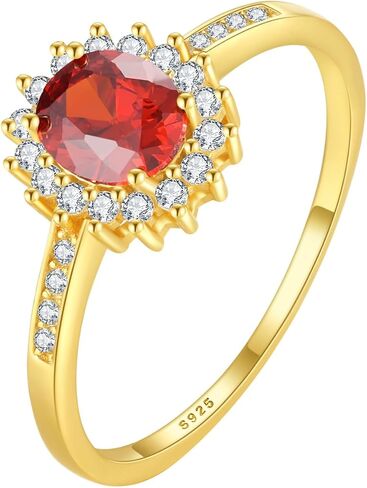 Ruby Rings for Women 925 Sterling Silver 14K Gold Plated July Birthstone Red Gemstone Ring Promise Rings for Her Dainty Cubic Zirconia Eternity Engagement Wedding Band Ring Jewelry Graduation Gifts in Kuwait