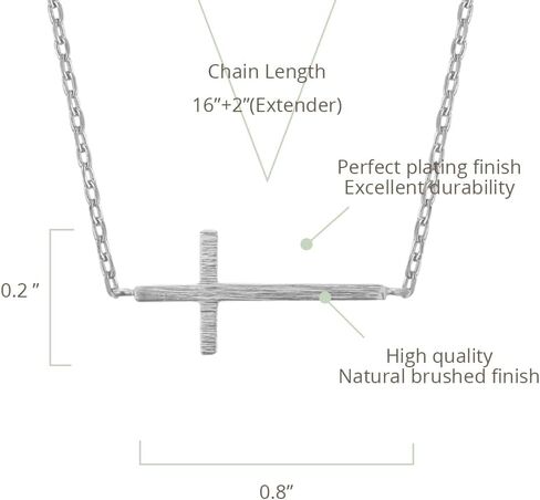 Musthave Side Cross 18k قلادة مطلية بالذهب مع بطاقة الرسائل ، والذهب والفضة ، وسلسلة مرساة ، وأفضل قلادة هدية ، وحجم 16 بوصة + 2 بوصة ، بطاقة هدية in Kuwait