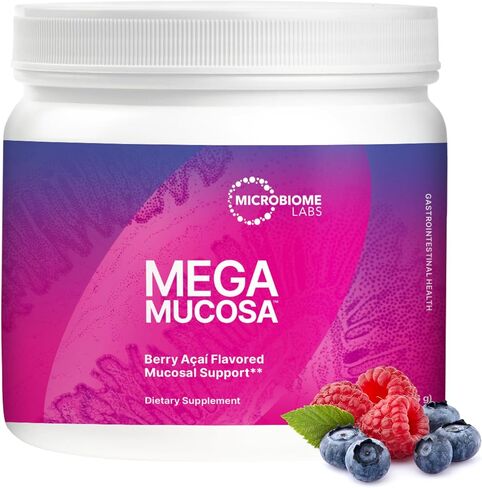 Microbiome Labs MegaMucosa Gut Health Powder - Digestive Supplement with Complete Mucosal Support for Healthy Gut & Immune Function - Dairy-Free Immunoglobulins & Amino Acids - Berry Acai (5.5 oz) in Saudi Arabia