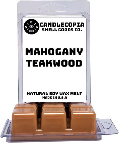 Mahogany Teakwood Strongly Scented Hand Poured Vegan Wax Melts, 12 Scented Wax Cubes, 6.4 Ounces in 2 x 6-Packs in Kuwait
