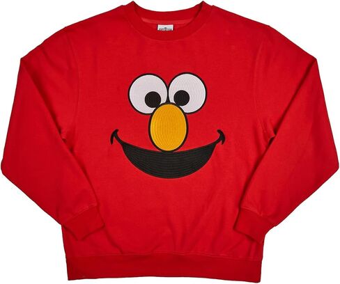 Sesame Street Big Face Elmo Red Crew Neck Long Sleeve Oversized Fleece Sweatshirt in Saudi Arabia