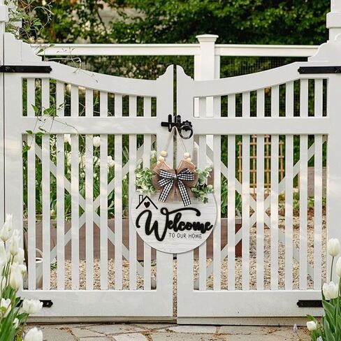 12 Inch 3D Welcome Sign for Front Door- Farmhouse Welcome Door Sign for Front Porch Decor，Wooden Door Decorations Outdoor Hanging Home Signs，Door Wreaths for Front Door Outside All Season in Kuwait