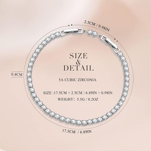 14K Gold Plated Cubic Zirconia Tennis Bracelet for Women, Gift Packaging Included for Your Special Her, Hypoallergenic for Sensitive Skin in Saudi Arabia