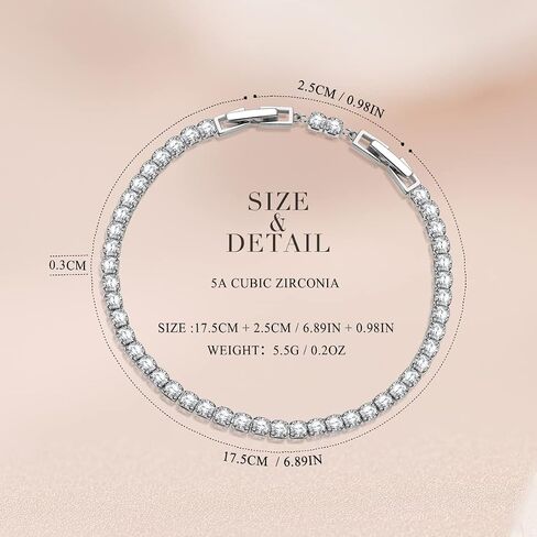 14K Gold Plated Cubic Zirconia Tennis Bracelet for Women, Gift Packaging Included for Your Special Her, Hypoallergenic for Sensitive Skin in Saudi Arabia