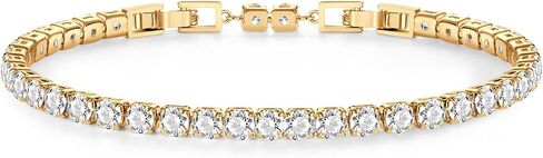 14K Gold Plated Cubic Zirconia Tennis Bracelet for Women, Gift Packaging Included for Your Special Her, Hypoallergenic for Sensitive Skin in Saudi Arabia
