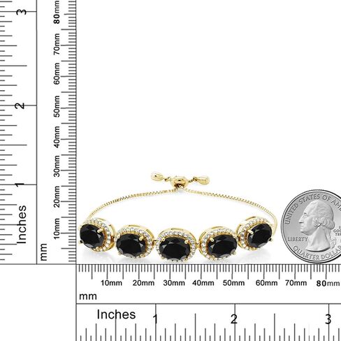 Gem Stone King 18K Yellow Gold Plated Silver 9X7MM Oval Gemstone Birthstone 5-Stone Tennis Bracelet For Women | Fully Adjustable Up to 9 Inch in Kuwait