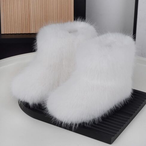 Girls Fluffy Furry Snow Boots Faux Fur Winter Warm Outdoor Boots in Saudi Arabia