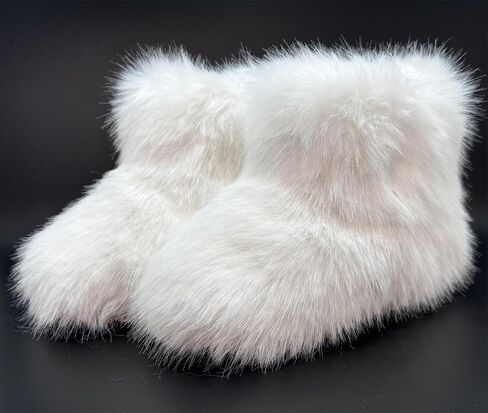 Girls Fluffy Furry Snow Boots Faux Fur Winter Warm Outdoor Boots in Saudi Arabia