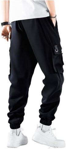 GORGLITTER Men's Chain Cargo Pants Flap Pocket Drawstring Waist Long Street Pants in Saudi Arabia