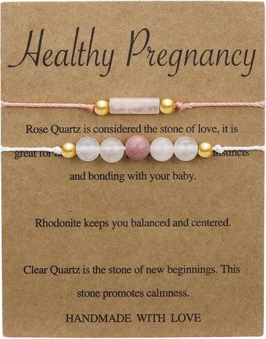 Pregnancy Bracelet for Women Colorful Crystal Beaded Bracelets Gemstone Layered Bead Bracelet Healthy Pregnancy Bracelet with Card Fashion Jewelry Accessories in Saudi Arabia