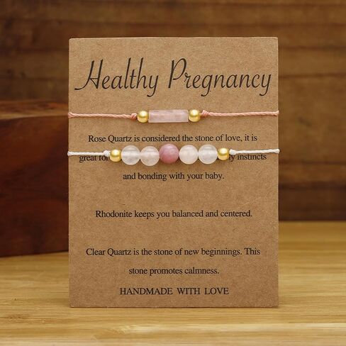 Pregnancy Bracelet for Women Colorful Crystal Beaded Bracelets Gemstone Layered Bead Bracelet Healthy Pregnancy Bracelet with Card Fashion Jewelry Accessories in Saudi Arabia
