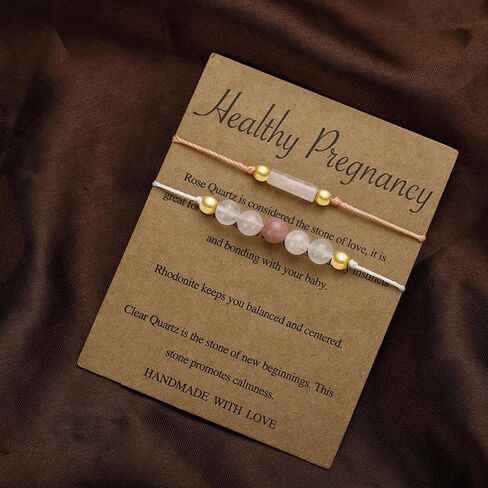 Pregnancy Bracelet for Women Colorful Crystal Beaded Bracelets Gemstone Layered Bead Bracelet Healthy Pregnancy Bracelet with Card Fashion Jewelry Accessories in Saudi Arabia