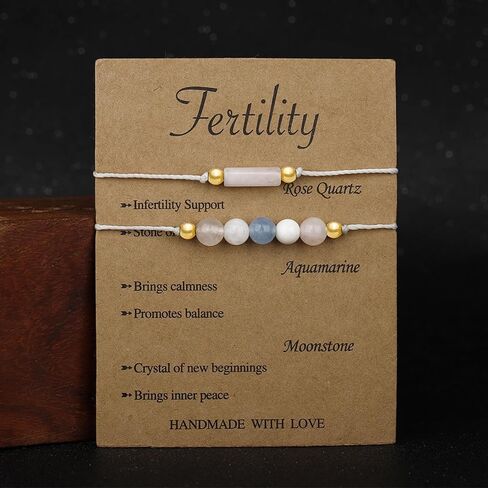 Pregnancy Bracelet for Women Colorful Crystal Beaded Bracelets Gemstone Layered Bead Bracelet Healthy Pregnancy Bracelet with Card Fashion Jewelry Accessories in Saudi Arabia
