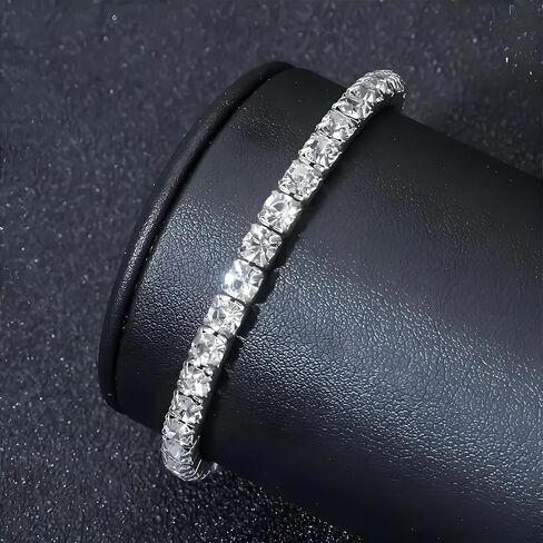 Gold Tennis Bracelet, Stretch Hand Jewelry for Women Men, Luxury Shiny (Simulated Diamond) - Christmas or Birthday Gift in Saudi Arabia