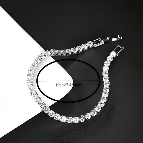 Gold Tennis Bracelet, Stretch Hand Jewelry for Women Men, Luxury Shiny (Simulated Diamond) - Christmas or Birthday Gift in Saudi Arabia