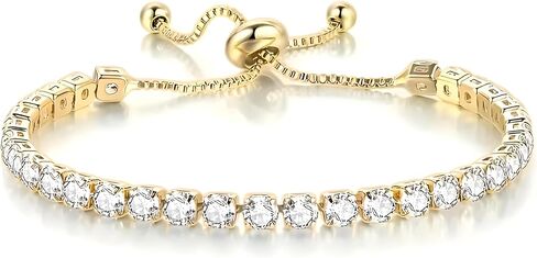 Gold Tennis Bracelet, Stretch Hand Jewelry for Women Men, Luxury Shiny (Simulated Diamond) - Christmas or Birthday Gift in Saudi Arabia
