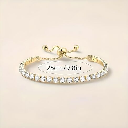 Gold Tennis Bracelet, Stretch Hand Jewelry for Women Men, Luxury Shiny (Simulated Diamond) - Christmas or Birthday Gift in Saudi Arabia
