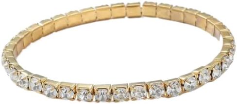 Gold Tennis Bracelet, Stretch Hand Jewelry for Women Men, Luxury Shiny (Simulated Diamond) - Christmas or Birthday Gift in Saudi Arabia