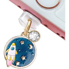 EIISE & FONDA CP51 USB Charging Port Anti Dust Plug Rocket Earth Pendant Phone Charm for iPhone 11/ XS MAX/XR/X/8 Plus/7/6S/6/SE iPad iPod