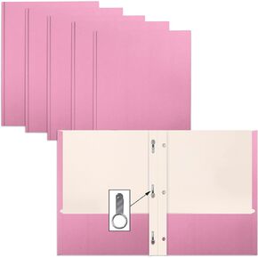 Better Office Products Pink Paper 2 Pocket Folders with Prongs, 50 Pack, Matte Texture, Letter Size Paper Folders, 50 Pack, with 3 Metal Prong Fastener Clips, Pink