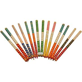 Prisha India Craft 2 Pair (4 Pcs) Dandiya Dandia Sticks Large Beautiful Wooden Multi Color Dandiya Sticks