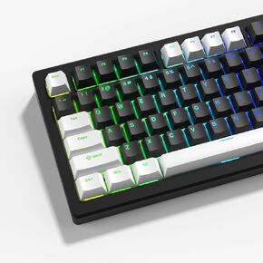 Womier Black White Keycaps, Doubleshot PBT Keycap 124 Keys Set, Custom Keycaps Cherry Profile, Shine Through Keycaps, Universal Compatiability for 60%, 65%, 75%, 100% Keyboard