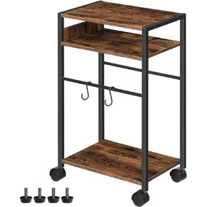 حامل طابعة مع رف تخزين قابل للتعديل، حامل برج كمبيوتر ثلاثي الطبقات مع خطافين، عربة طابعة دوارة للمساحات الصغيرة والمكاتب المنزلية، حامل وحدة المعالجة المركزية بعجلات، بني ريفي PTHR6001Z in Kuwait