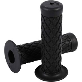 2 pcs/Pair Rubber Motorcycle Hand Grips 7/8" 22mm, Universal Motorcycle Handlebar Grips Antiskid Bar End for Motor, Dirt Bike, Rhombic Grids Style (Black)