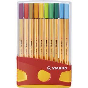 Stabilo Point 88 Fineliner Pens, 0.4 mm - 20-Color Plastic Case Set, 1 Count (Pack of 1)