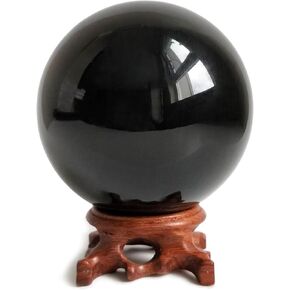 Mina Heal Obsidian Crystal Scrying Ball 80 mm / 3.1" for Fengshui, Scrying Mirror, Meditation, Crystal Healing, Divination Sphere, Home Decoration, 100% Natural and Genuine (80 mm)
