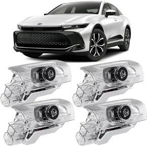 【تحديث 2024】 4 قطع من مصابيح باب السيارة، مصابيح ترحيب عالية الدقة LED لجهاز عرض البركة، مصابيح شبح الظل المجاملة متوافقة مع سلسلة Crown/Highlander/Corolla/Camry/Sienna/Venza/Avalon in Kuwait