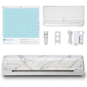 آلة قطع الفينيل Silhouette Cameo مقاس 5 مقاس 12 بوصة مع برنامج استوديو وأداة كهربائية ومتوافقة مع حصيرة ES، SNA وIPT، 50 ديسيبل، إصدار أبيض