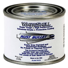 RUST BULLET WhiteShell (1/4 Pint) - Gloss White Rust Preventative Protective Coating, UV Resistant - No Topcoat Needed