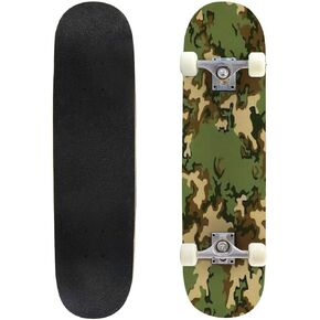 Classic Concave Skateboard Camouflage Texture Seamless Pattern Abstract Military camo Background Longboard Maple Deck Extreme Sports and Outdoors Double Kick Trick for Beginners and Professionals