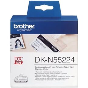 Brother DK-N55224 Label Roll, Non-Adhesive Continuous Length Paper, Black on Yellow, Single Label Roll, 54mm (W) x 30.48M (L), Brother Genuine Supplies