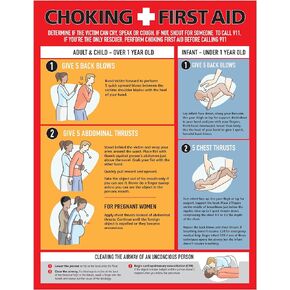 Performore Choking Poster Magnetic Back for Infant, Child, Adult Laminated, 8.5 x 11 inches - Heimlich Maneuver Poster for Restaurants, Workplace, School Nurse Office - First Aid for Choking