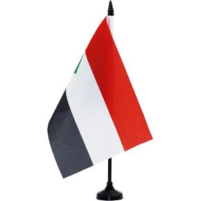 AZ FLAG Sudan Table Flag 5'' x 8'' - Sudanese Desk Flag 21 x 14 cm - Black Plastic Stick and Base