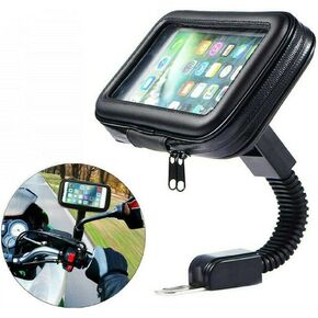 Motorcycle Universal Phone Mount Holder Waterproof Motorcycle Cell Phone Holder with Rain Cover 360° Rotation Motorbike Rearview Mirror Mount XL Size, fits All Mobile Phones and GPS Devices