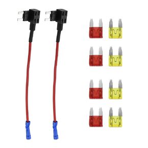 Motoforti Universal Add a Circuit 12V Mini Fuse Tap Holder Adapter with 4pcs 10A 20A ATM APM Blade Type Fuse, Plastic, Blue, 1 Set