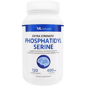Phosphatidyl Serine 400 mg (High Dosage) 120 Vegetable Capsules, 99% Purity Phosphatidyl Serine. Supports Memory & Brain Function