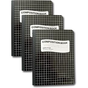 Graph Paper Composition Notebook | Quad Ruled | Grid Paper Notebook | 100 Sheets, 200 Pages | 9.75 x 7.5 Inches | 4 Squares Per Inch | Pack of 3