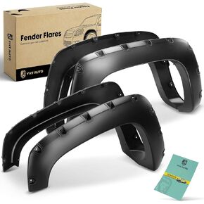 YHTAUTO Pocket Bolt-Riveted Style Fender Flares w/Hardware Kit Replacement for 1988-1998 Chevy & GMC C1500/C2500/C3500/K1500/K2500/K3500, Shiny Black, Set of 4