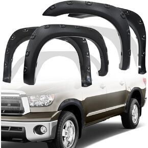 YITAMOTOR Fender Flares, Compatible with 2007-2013 Toyota Tundra, Front Rear Wheels w/UV Protected & Dura-Flex Material & Smooth Black Finish Pocket Rivet Style