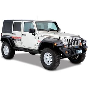 Bushwacker Max Coverage Pocket/برشام حاجز خلفي مشاعل | طقم مكون من قطعتين، أسود، لمسة نهائية مزخرفة | 10044-02 | يناسب 2007-2018 جيب رانجلر JK غير محدود